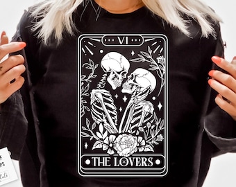 The Lovers tarot card SVG, The lovers svg, The Lovers SVG, Skeleton Love Tarot Card SVG, Skeleton love floral svg