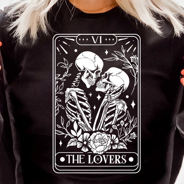 The Lovers tarot card SVG, The lovers svg, The Lovers SVG, Skeleton Love Tarot Card SVG, Skeleton love floral svg