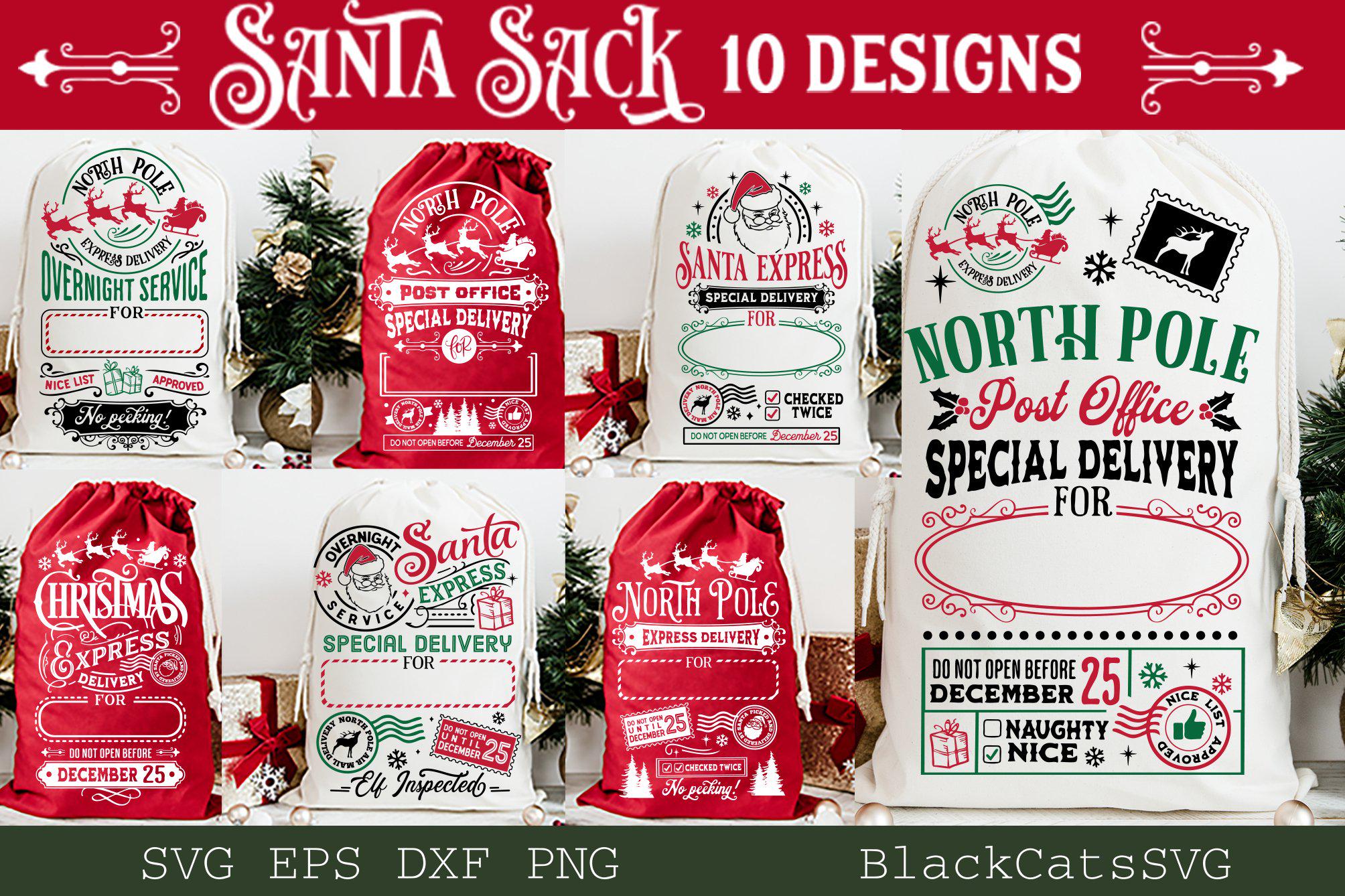 Santa Sacks 10 Designs SVG Bundle North Pole Express Svgs - Etsy