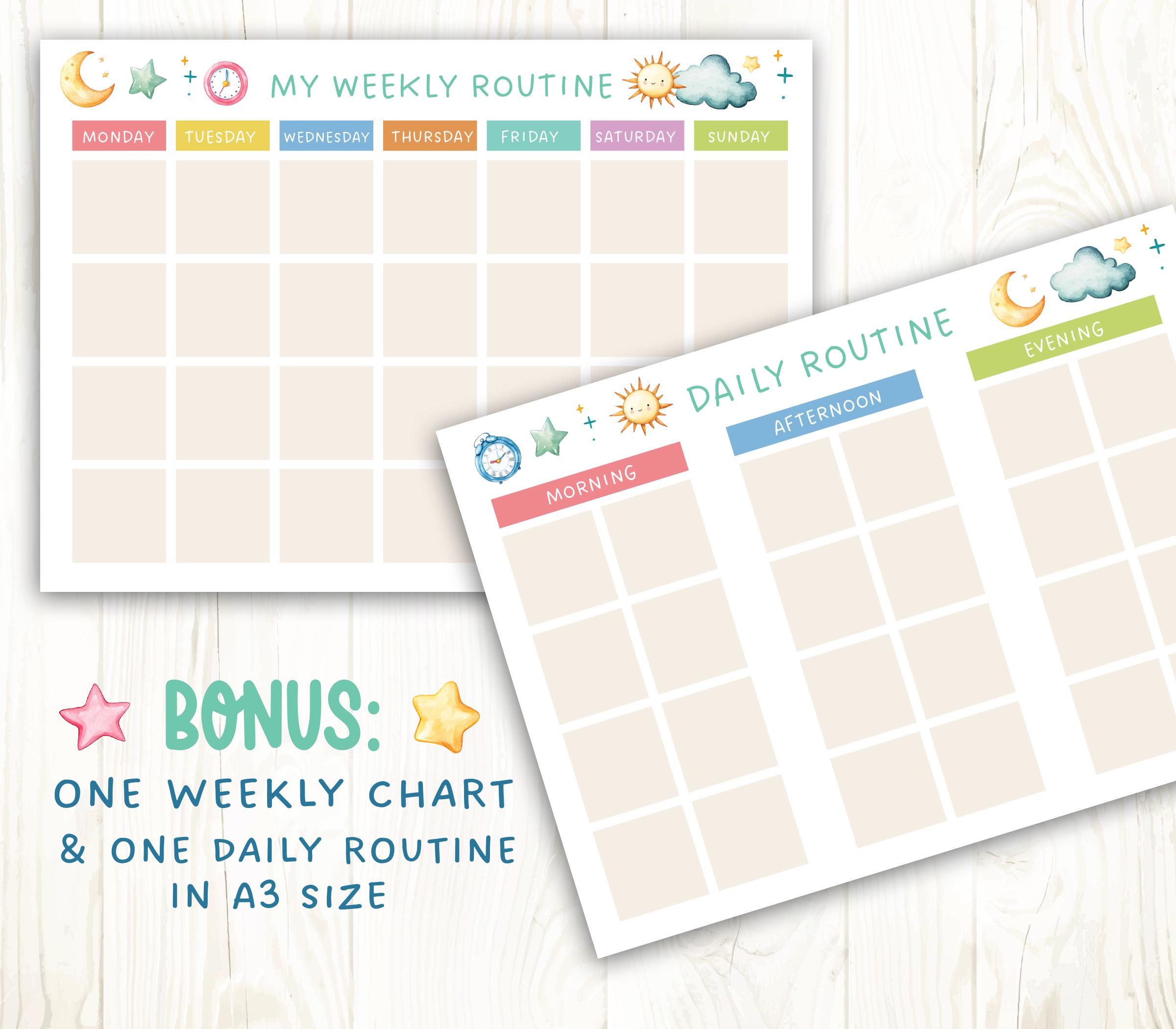 Routine Cards & Charts for Kids, 1200 Daily Routine Cards, Routine ...
