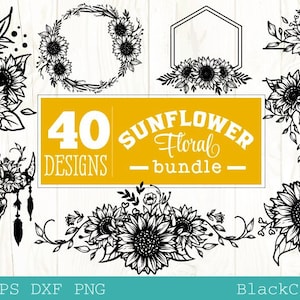 Sunflower frames SVG bundle 40 designs