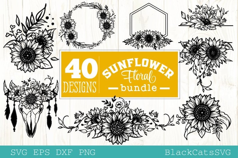 Download Sunflower frames SVG bundle 40 designs | Etsy