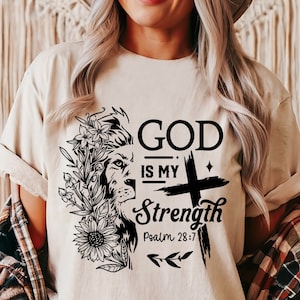 Dios es mi fuerza svg, oración svg, Orar svg, Cruz cristiana svg, Versículo bíblico svg