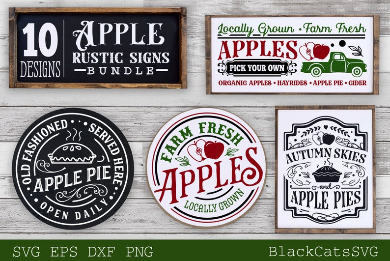 Apple Rustic Sign Svg, Rustic Fall Bundle Svg, Apple Bundle Svg, Rustic ...