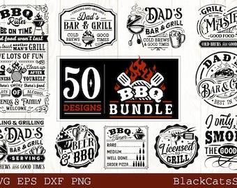 Barbecue SVG Bundle 50 designs , BBQ svg bundle, bbq svg, Grilling svg bundle, Funny apron svg, Dad&#39;s Bar and Grill svg