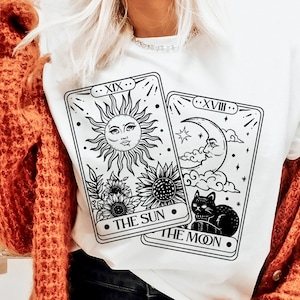 Tarot Karten Sonne und Mond SVG, Tarot svg, Tarot Karten svg, Magische Illustration svg, Witchcraft svg, Boho svg, Boho Illustration svg,