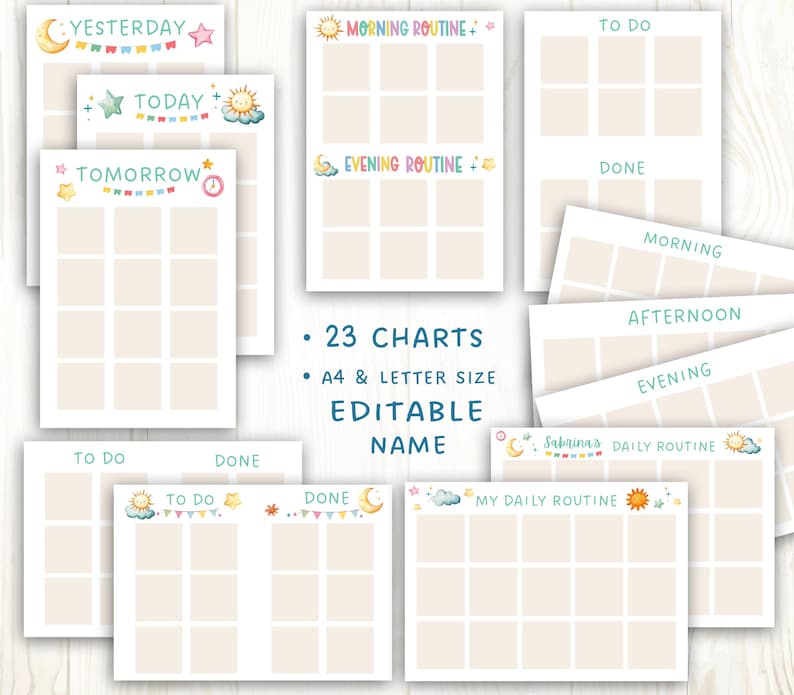 Routine Cards & Charts for Kids, 1200 Daily Routine Cards, Routine ...