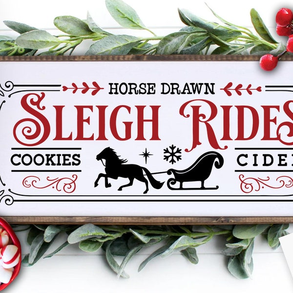 Old fashioned sleigh rides svg, Vintage sleigh rides svg, Farmhouse Christmas svg, sleigh rides svg, Vintage Christmas