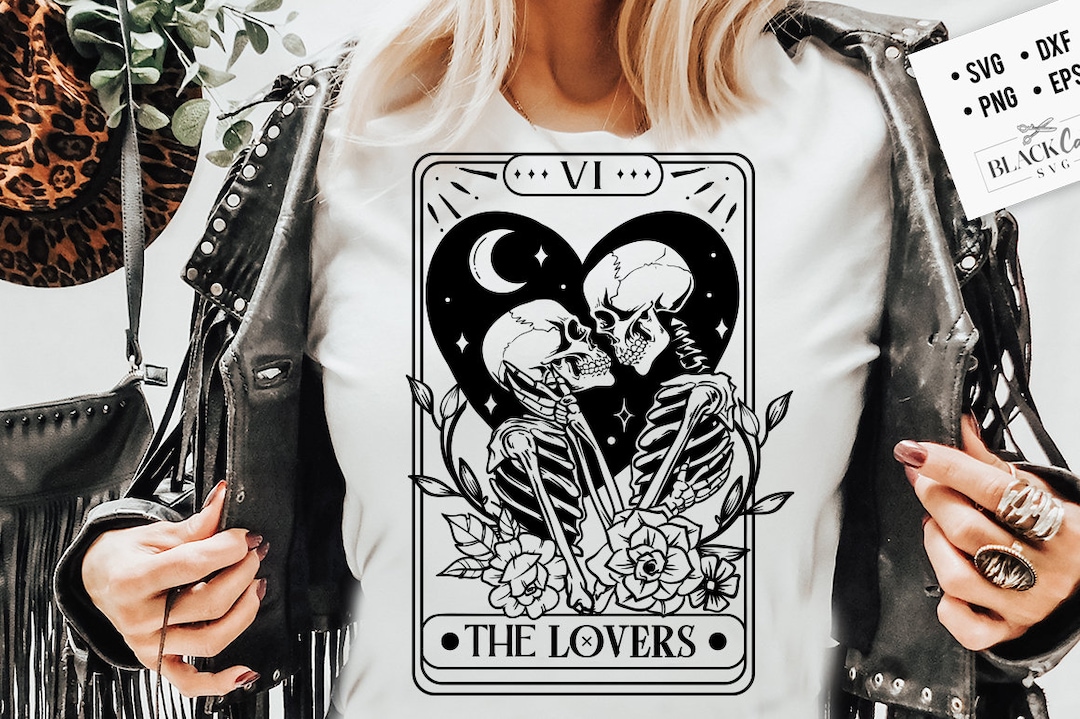 The Lovers Tarot Card SVG, the Lovers Svg, the Lovers SVG, Skeleton
