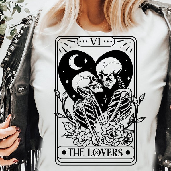 De Geliefden tarotkaart SVG, De geliefden svg, De Geliefden SVG, Skeleton Love Tarotkaart SVG, Skeleton love Valentine svg