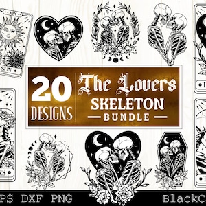 The Lovers Bundle SVG, The Lovers tarot card svg, Skeleton lovers svg, Valentine skeletons svg, Tarot card svg