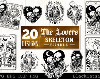 The Lovers Bundle SVG, The Lovers tarot card svg, Skeleton lovers svg, Valentine skeletons svg, Tarot card svg