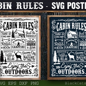Cabin rules svg, Welcome to our Cabin svg, Cabin poster svg, Outdoors poster svg, Campsite poster svg, Camping poster svg, Outdoor Rules,