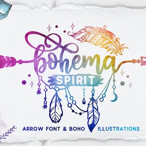 Bohema Spirit font and illustrations