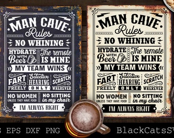 Man Cave Rules svg, Man cave rules poster SVG, Garage svg, Dads garage svg, Father's day gift svg