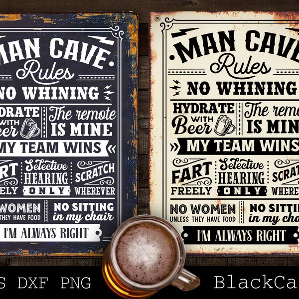 Man Cave Rules svg, affiche de règles de cave Man SVG, Garage svg, papas garage svg, svg cadeau fête des pères