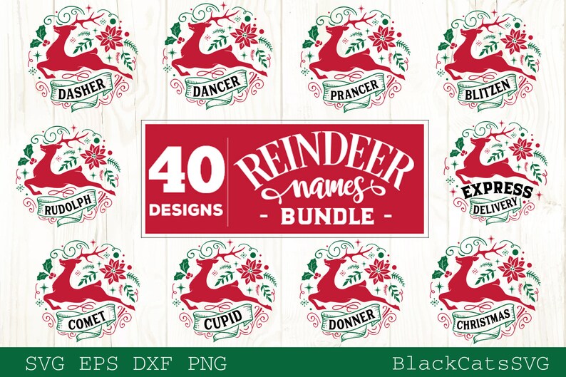 Download Reindeer names big bundle SVG 40 designs Christmas ...