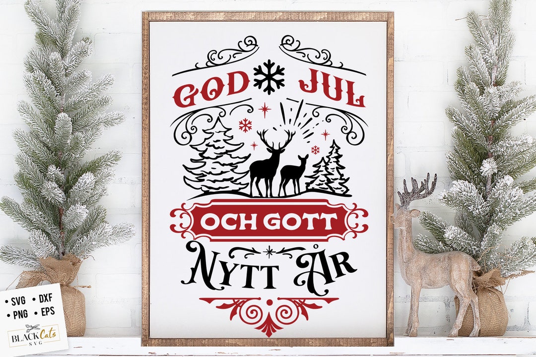 God Jul Svg, Scandinavian Christmas Svg, God Jul Christmas Svg, Deer ...