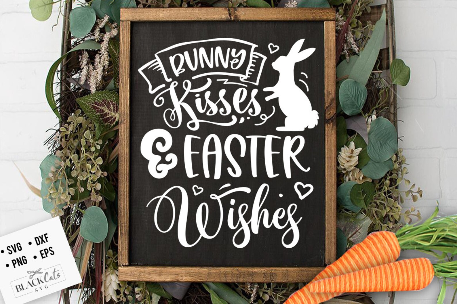 Bunny Kisses and Easter Wishes Svg Cottontail SVG Easter - Etsy