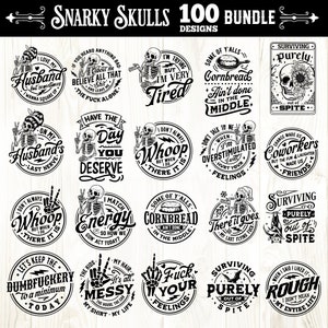 Snarky skulls bundle 100 designs SVG, Adult humor svg, Sarcastic bundle svg, Funny skeleton bundle svg, skeleton svg, Sassy Bundle svg image 4