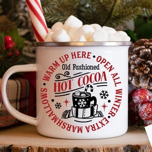 Round Hot cocoa ornament, Hot cocoa svg,  Old fashioned hot cocoa svg, Vintage hot cocoa svg, Vintage Christmas svg, served here svg,