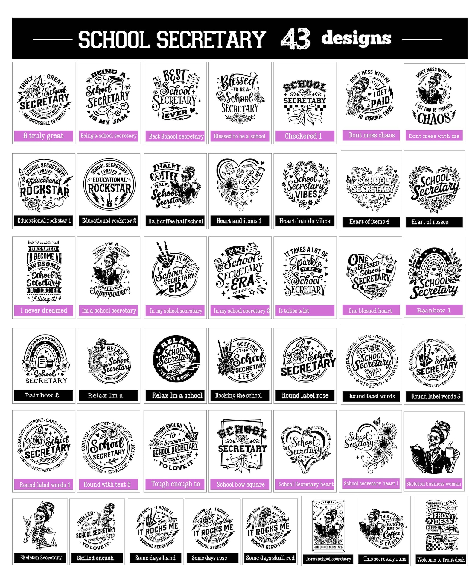 Secretary Notes Design School Secretary 43 Designs SVG, Secretary Svg, Funny School Secretary ...