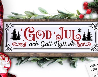 Sweden＊GOD JUL＊Christmas tapestry・* God Jul Svg, Scandinavian Christmas Svg, God Jul Round