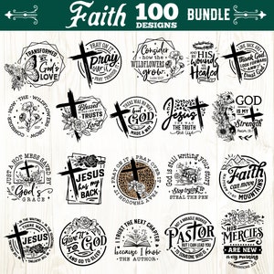 Pacchetto Christian SVG, pacchetto SVG versetti della Bibbia, pacchetto Fede 100 disegni SVG, citazioni cristiane SVG, versetti della Bibbia SVG, pacchetto Gesù religioso