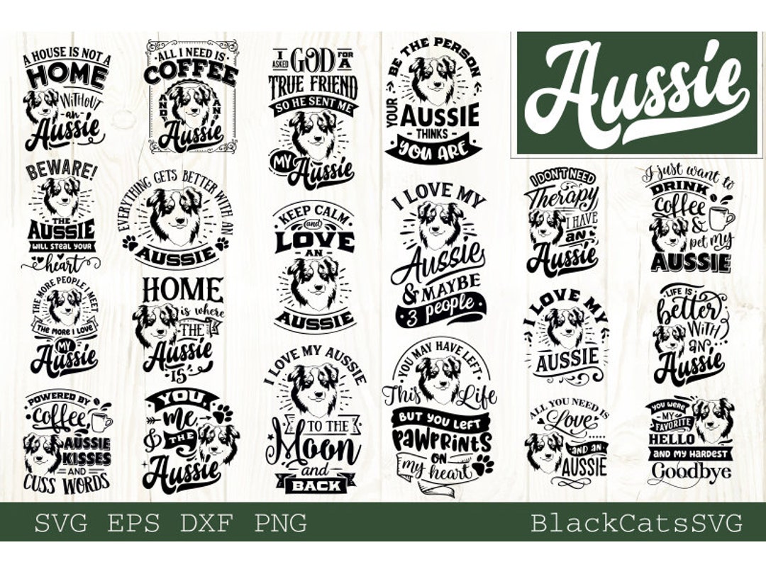 Aussie Bundle SVG 20 Designs, Aussie Dog Svg, I Love My Aussie Svg, Aussie Dog Svg, Aussie Lover