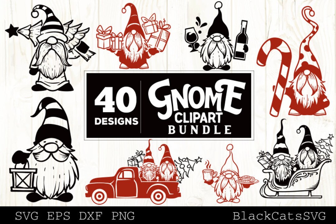 Christmas Gnomes SVG Bundle Gnome Clipart SVG 40 Designs - Etsy
