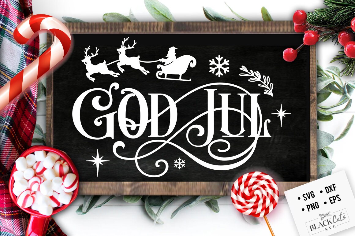 Sweden＊GOD JUL＊Christmas tapestry・* Vintage Swedish Santa Print God Jul Merry Christmas Tapestry