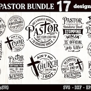 Pastor Bundle SVG, bundle svg pasteur, svg pasteur drôle, citations chrétiennes svg, svg de versets de la Bible
