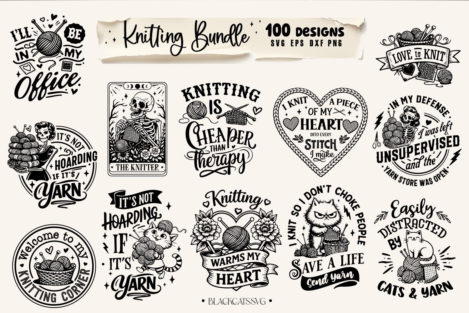 Knitting Bundle 100 Designs SVG, Knitting Bundle Svg, Knitting Svg ...