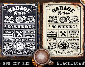 Garage Rules svg, Garage rules poster svg, Garage svg, Papà garage svg, Strumenti svg, Regalo festa del papà svg