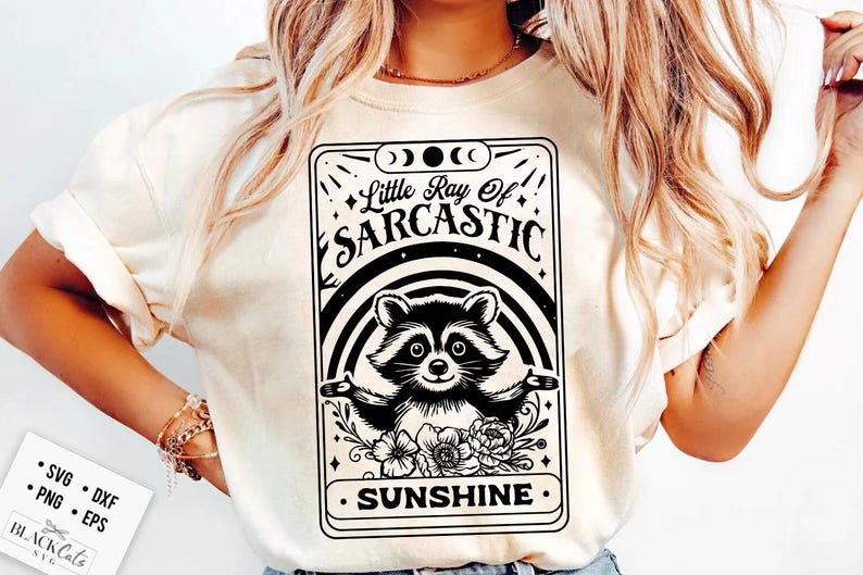 Your little ray of sarcastic sunshine svg, Sarcastic svg, Tarot raccoon svg, Has arrived svg, funny raccoon svg, sassy raccoon , trendy PNG image 1
