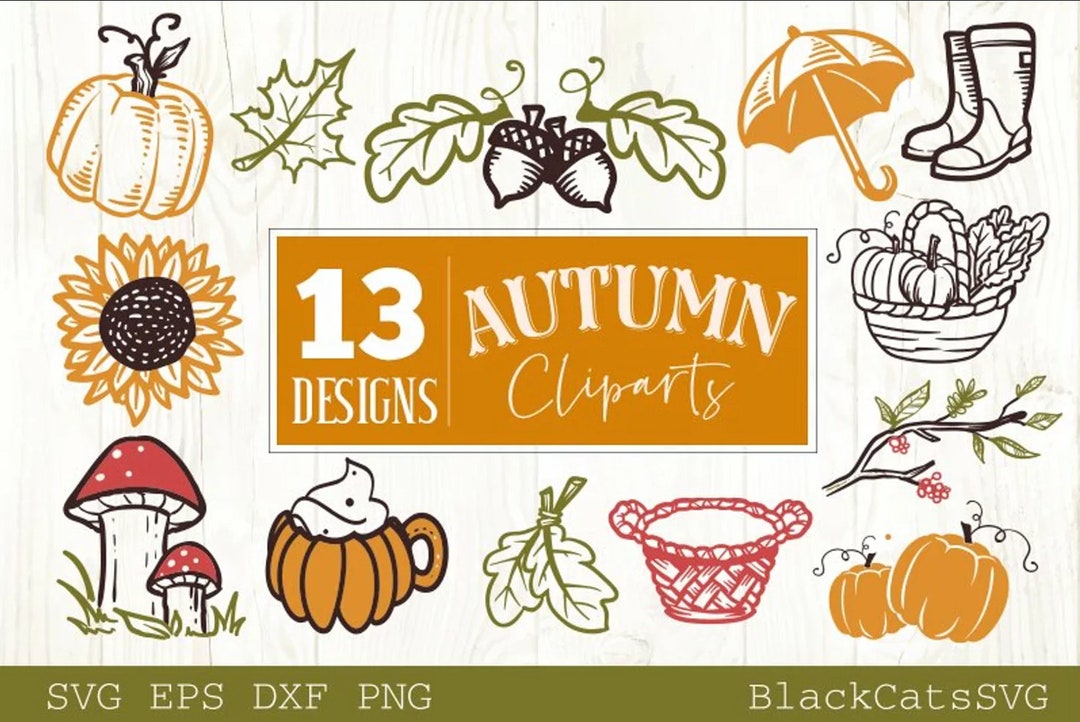 Autumn Clipart Pack Svg, Autumn Svg, Fall Svg, Autumn Svg Design