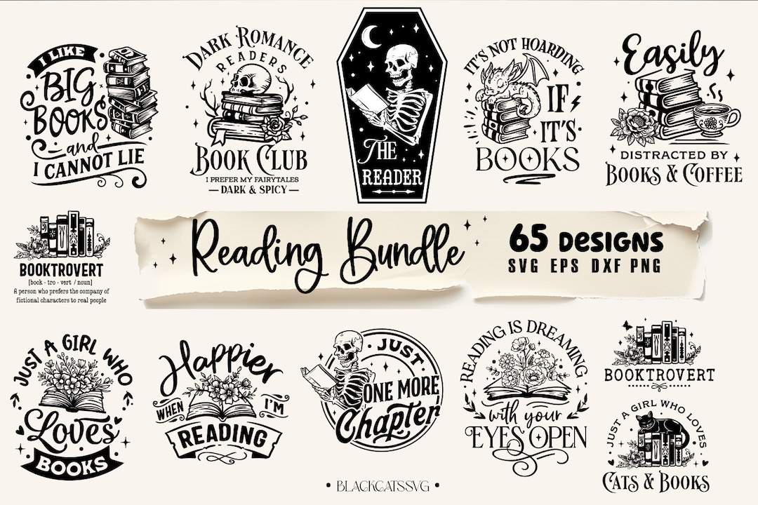 Reading Bundle 65 Designs SVG, Floral Books Svg, Book Lover Svg Bundle ...