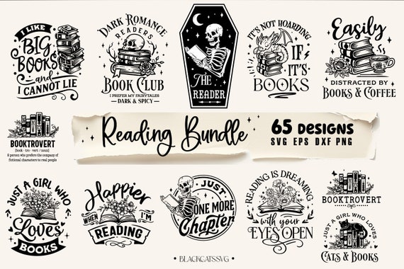 Reading Bundle 65 designs SVG, Floral books svg, Book lover svg bundle, Books bundle svg, Pile of books bundle svg, Book dragon svg