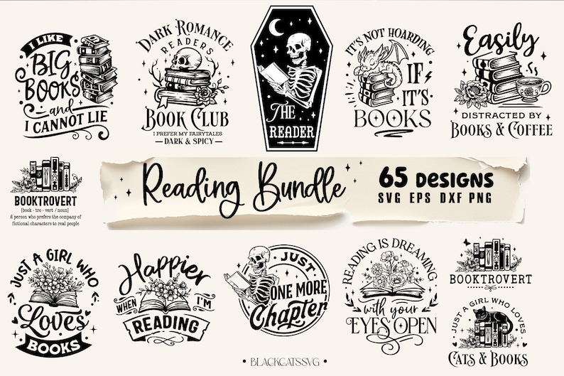 Reading Bundle 65 designs SVG, Floral books svg, Book lover svg bundle, Books bundle svg, Pile of books bundle svg, Book dragon svg image 1
