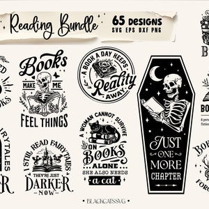 Reading Bundle 65 designs SVG, Floral books svg, Book lover svg bundle, Books bundle svg, Pile of books bundle svg, Book dragon svg image 4