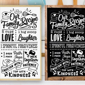 Unser Familienrezept SVG, Küchensvg, Lustiges Küchensvg, Kochen Lustiges Svg, Topfhalter Svg, Küchenschild Svg