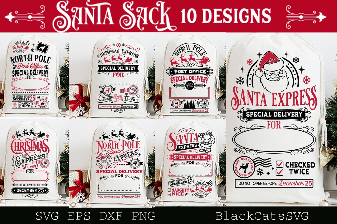 Santa Sacks 10 Designs SVG Bundle North Pole Express Svgs - Etsy