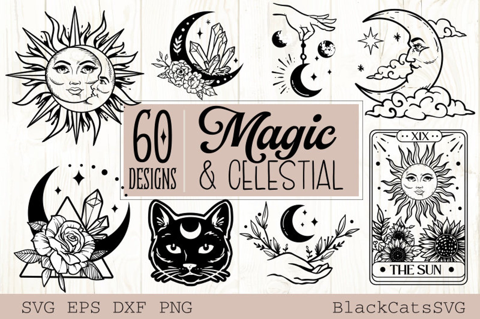 Magic and Celestial SVG Bundle 60 Designs - Etsy