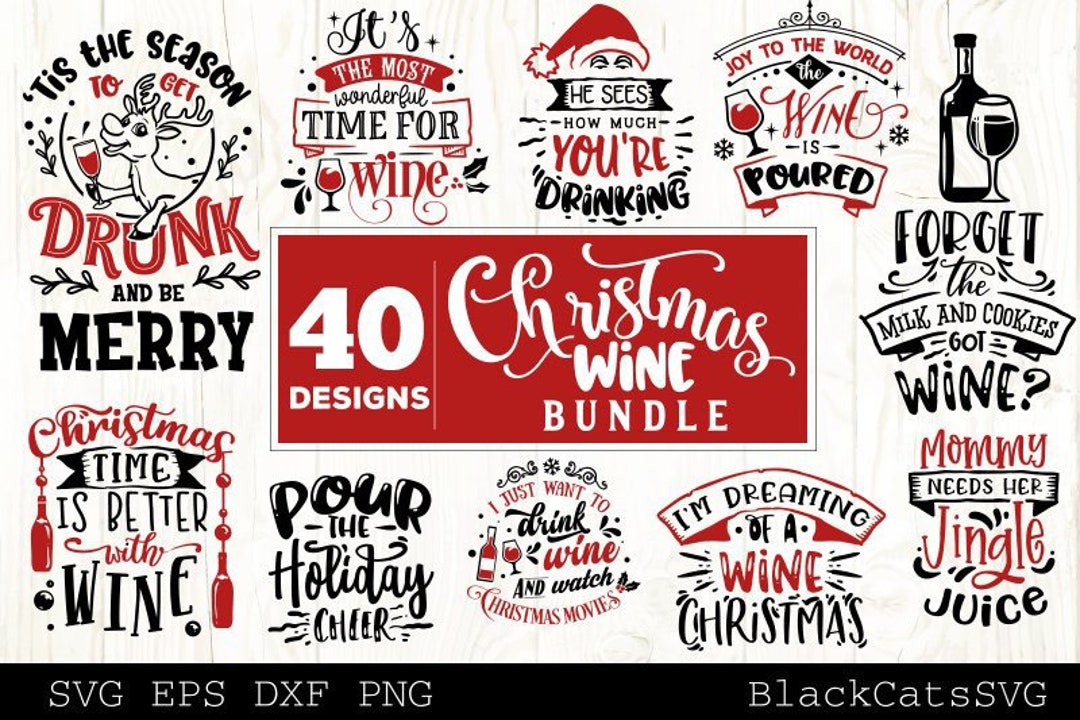 Christmas Wine Bundle SVG Bundle 40 Designs - Etsy