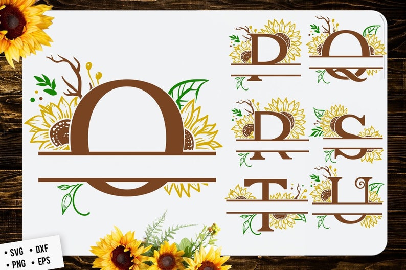 Sunflower split font monogram SVG | Etsy