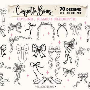 Ribbon Bow SVG Bundle, Coquette Bögen Bundle SVG, Ribbon Coquette Bogen svg, Schleife svg Png, Haarschleife svg, Bogenumriss svg, Coquette Bögen SVG