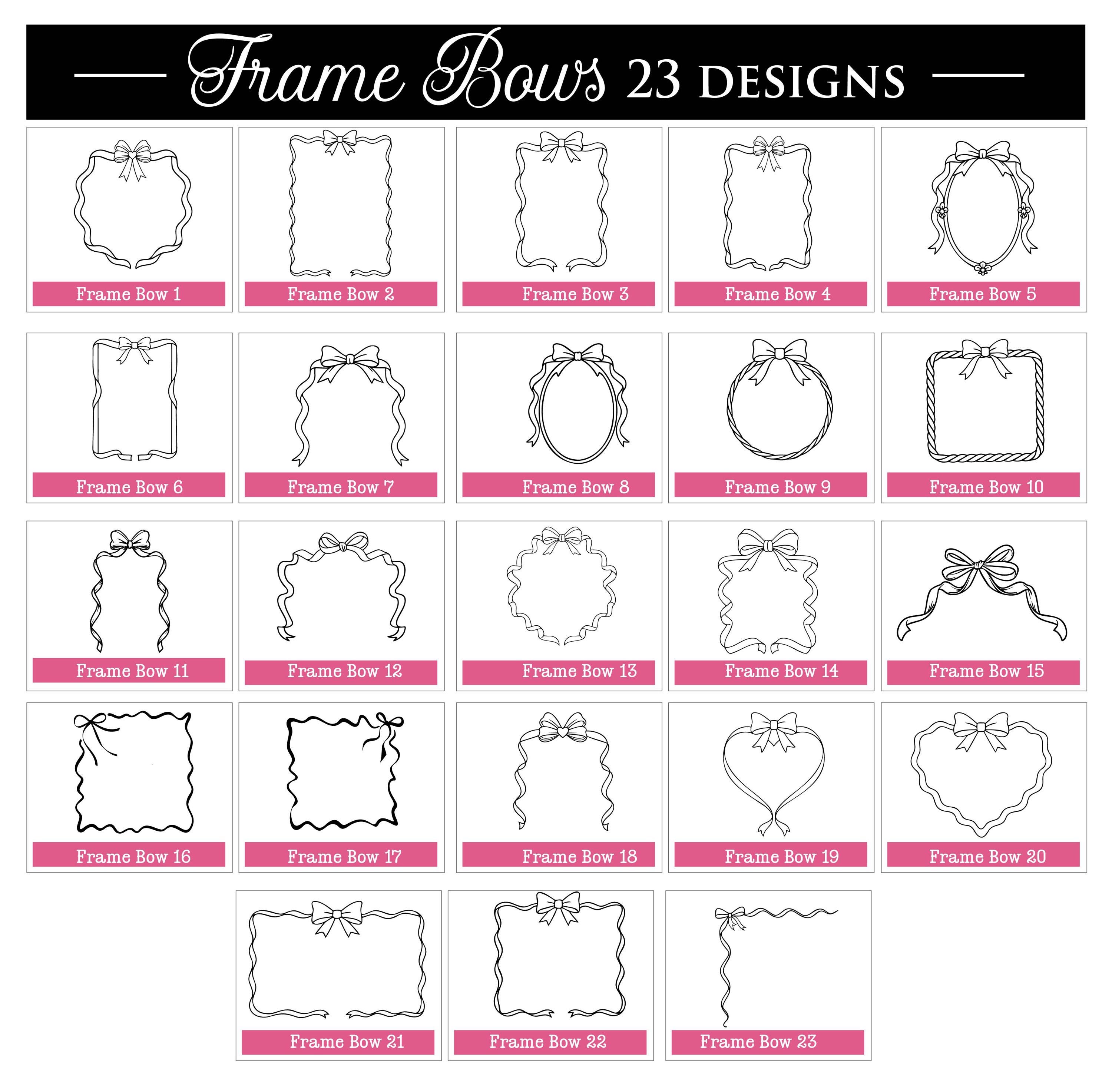 Bow Frames Bundle Svg, Coquette Bows SVG, Bow Svg Bundle, Wavy Borders ...