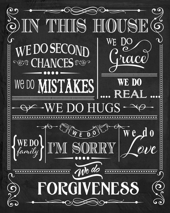 In This House Poster Printable Chalkboard Quotes Poster Etsy