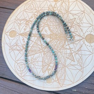 African turquoise, amethyst, & pyrite beaded necklace, mixed gemstone necklace, gemstone statement necklace, african turquoise necklace, raw