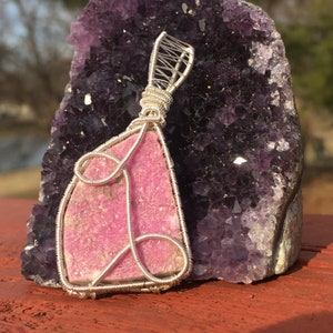 Cobalto calcite wire wrapped pendant, cobalto calcite jewelry, cobalto calcite pendant, cobalto calcite wire wrap, cobalto calcite necklace